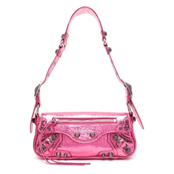 Balenciaga Handbags - Balenciaga XSmall Le Cagole Metallic Leather Shoulder Bag Pink NEW Lambskin